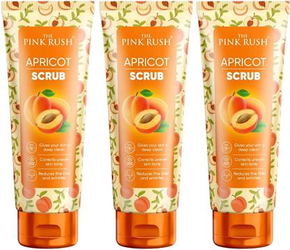THE PINK RUSH Aprikot Scrub All Skin Types Scrub Natural Apricot Scrub Deep Cleaning Pack of 3 Scrub