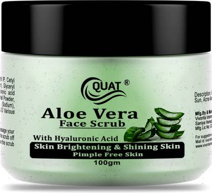 QUAT 100% natural Aloe Vera Scrub Revitalizing Skin Whitening Face Scrub for Glowing Skin for both Women&Men Scrub