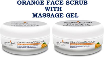 Aroma Blush Orange face scrub 100 gm with massage gel 100gm(skin exfoliation, rejuvenates) Scrub