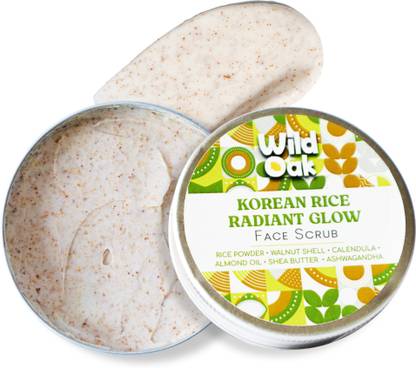 వైల్డ్ ఓక్ Korean Rice Face Scrub for Glass Skin | Brightening & Anti Aging స్క్రబ్