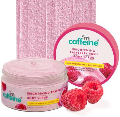 mCaffeine Brightening Raspberry De-Tan Body Scrub | Lactic & Glycolic Scrub
