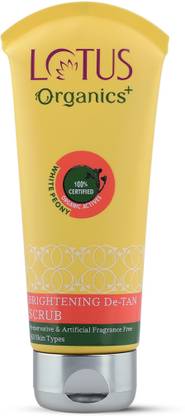 Lotus Organics+ Brightening De-Tan Scrub|With 100% Certified White Peonies|Removes Blackheads Scrub