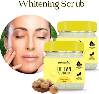smartdrops Face Scrub With De-Tan Components & Walnut for Regular Skin Cleansing Scrub