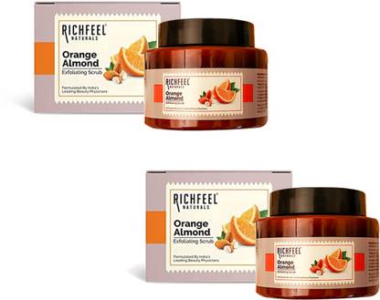RICHFEEL Orange Almond Scrub For Brightening|Blackheads & Dead Skin 100 g (Pack of 2) Scrub