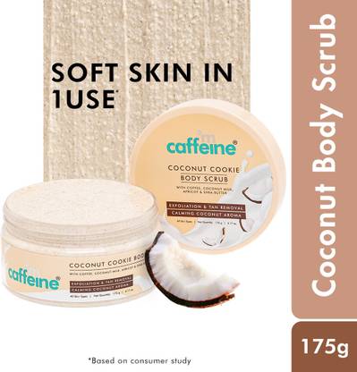 mCaffeine Coconut Cookie Body Scrub | Exfoliates, Removes Tan | Calming Coconut Aroma Scrub