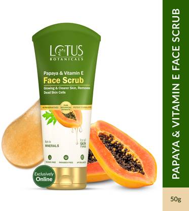 Lotus Botanicals Papaya & Vitamin E Face Scrub|For Instant Glow | Brightens Skin|Rich in MINERALS Scrub