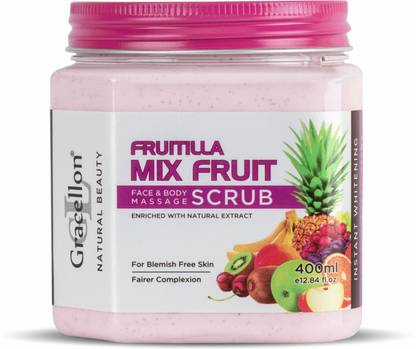 Gracellon Fruitilla Mix Fruits Face and Body Massage Scrub | Instant Whitening Scrub