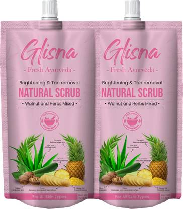Glisna Natural Brightening & Tan Removal Face Scrub, Walnut & Herbs Mixed Scrub