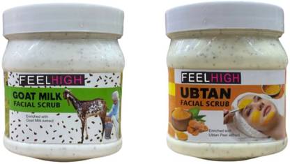 feelhigh Face and Body Goat Milk Scrub 500ml And Ubtan Scrub 500ml Scrub