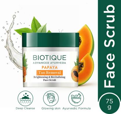 BIOTIQUE Brightening & Revitalizing Tan Removal Face Scrub|Detoxify & Cleanse Scrub