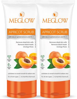 meglow Apricot Face Scrub with Natural Extracts for Smooth Skin Clears Blackheads Scrub