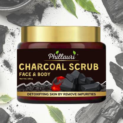 Phillauri Exfoliating Charcoal Body Scrub for Soft-Smooth Skin with natural  Scrub