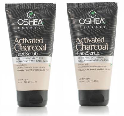 OSHEA Activated Charcoal Face Scrub | 120 g (pack of 2) Scrub