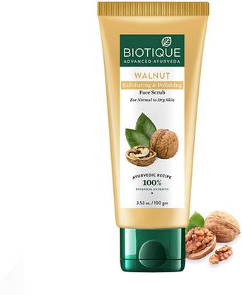 BIOTIQUE Walnut Exfoliating & Polishing Face Scrub For Normal to Dry Skin, 100gm Scrub