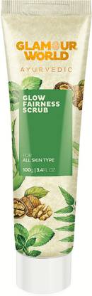 Glamour World Glow Fairness Scrub| Gently lifts away dirt, impurities | Enriched with | Neem | Walnut | Saffron Oil |100ML Pack Scrub