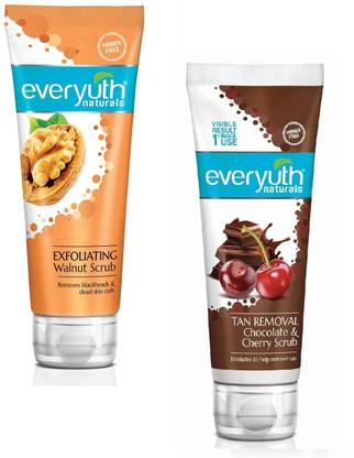 Everyuth Naturals Tan Removal Choco Cherry Scrub & Walnut Scrun 100g Pack of 2 Scrub