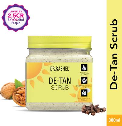 DR.RASHEL De-Tan Scrub For Face & Body with Walnut & Clove Extract|Exfoliating  Scrub