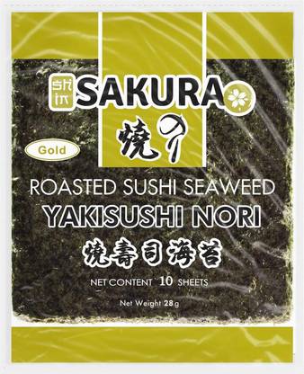 SAKURA Sushi Nori Sheet Roasted Sushi Seaweed 28Gms. Slices