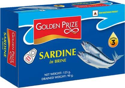 Golden Prize Sardine in Brine - Premium Wild-Caught Sardine, High Protein | 125g Each | Whole