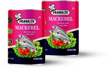 Munnujii Canned Mackerel in Tomato Sauce and chili 155 gram (2 pack) Fillets