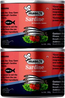Munnujii Sardine fish in Tomato sauce 200 g (Pack of 2) Fillets