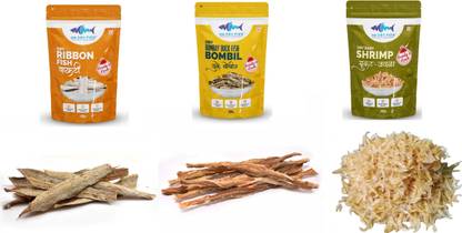 MM DRY FISH Baby Shrimp, Ribbon & Bombay Duck Fish Combo (Pack of 3) Chunks