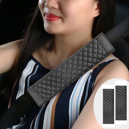 Edylin CAR SEAT BELT COVER & SHOULDER PAD COVER 7D Black UNIVERSAL Seat Belt Cover