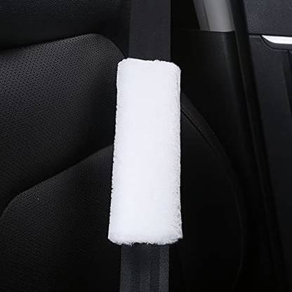Augen Velvet Seat Belt Shoulder Pad Straps for More Comfortable Driving (White) Seat Belt Cover
