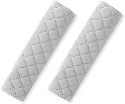 Glitzn Soft Sheepskin Seat Belt Shoulder Pad More Comfortable Driving Compatible (Gray) Seat Belt Cover