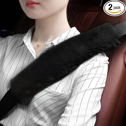 Glitzn Seat Belt Covers for Adults, Comfortable Driving Black Seat Belt Cover