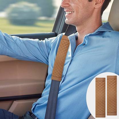 Auto Oprema CAR SEAT BELT COVER & SHOULDER PAD COVER BROWN DIY UNIVERSAL PACK OF 2 Seat Belt Cover
