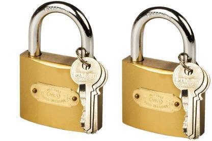 Caneuf 50MM Brass Polished Finish Key Pressing Lock Home Security Door Lock Pack of 2