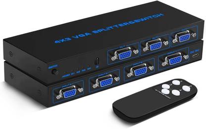 microware 4 in 3 Out VGA Switch Splitter Box with Remote for VGA/SVGA 4 Port Video Box Media Streaming Device