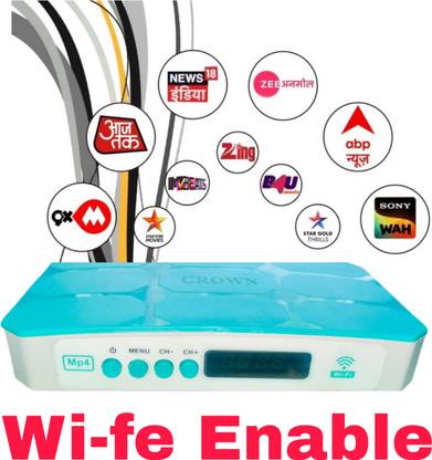 OSWORLD New Mpeg-4 Inbuilt Wi-fe HD Box 150+ Tv Channels Lifetime Free Crown Set Top Box Media Streaming Device
