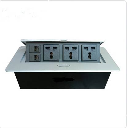 techut pop up box/cable cubby with 3 universal power socket + 2 RJ45 Lan Media Streaming Device