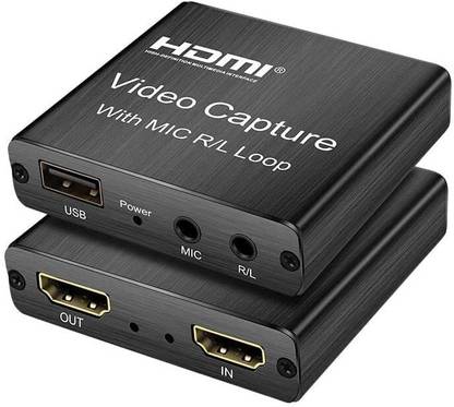 RuhZa 4k HDMI Video Capture with Mic R/L Loop HDMI to USB 2.0 Video Capture Media Streaming Device