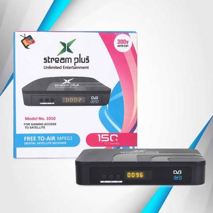 STREAM PLUS 1010 MPEG-2 SD DVB-S Digital FTA Set-Top Box GET LIFETIME FREE TV Media Streaming Device