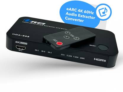 OREI 4K eARC 60Hz Audio Extractor Converter 3x1 Soundbar 18G HDMI 2.0 ARC Support Media Streaming Device