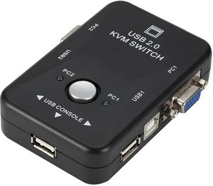 ULTRABYTES 2 Port USB KVM Switch, KVM VGA SVGA Switch Box USB 2.0 Media Streaming Device