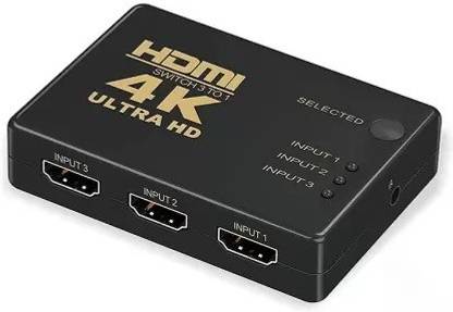 microware Full HD 3 Port HDMI Splitter Switch HDTV Video with Remote Control Support 1080p Media Streaming Device