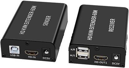Mak World HDMI KVM Extender with Loop Out 60 Meter Full HD via Cat6 Keyboard Mouse Media Streaming Device