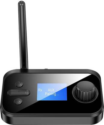 microware 2 in 1 Bluetooth 5.0 Audio Adapter Receiver Transmitter with LCD Screen Media Streaming Device
