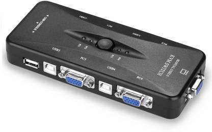 RuhZa KVM VGA Switcher, 4 Ports USB 2.0 KVM Switch Box Adapter. Media Streaming Device