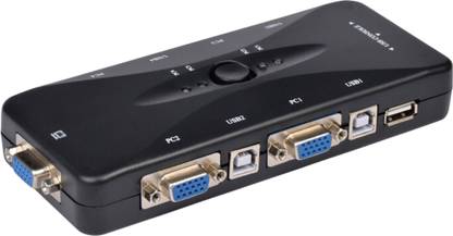 Octec 4-Port USB KVM Switch | VGA Splitter for Keyboard, Mouse & Printer | 1920x1080 Media Streaming Device
