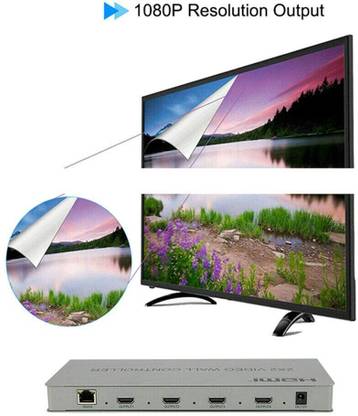 VRISH 4K Video Wall Controller High Definition 2x2 Video Wall Processor Support HDMI DVI inputs for 4 TV Splicing, 4 HDMI + Audio Output Connector for HDTV Display with RS232 (with Remote, without battery) Media Streaming Device