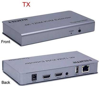 RuhZa 4K 120M HDMI KVM Extender Transmitter Receiver Over Cat5/5e/Cat6 Media Streaming Device