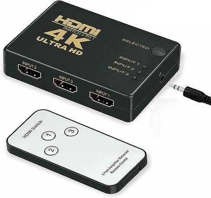 RuhZa HDMI Switch 4k, 3-Port HDMI Switch Splitter switcher Supports 4K,Full HD1080p Media Streaming Device