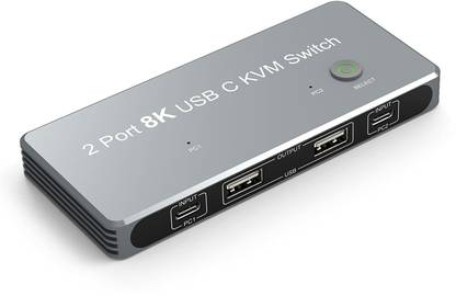 Tobo USB-C 8K KVM Switch DP 1.4 2xUSB-C PC to One DisplayPort Monitors TD-945H Media Streaming Device