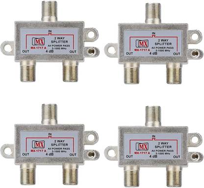 MX 2 Way Splitter 1 Ghz Full HD Media Streaming Coaxial Cable Splitter(1717A-4Pcs) Media Streaming Device