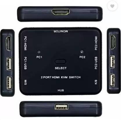 TECHGEAR 2 Port USB KVM Switch 2 in 1 Out HD Switch USB Keyboard Mouse Sharing Device Media Streaming Device